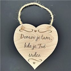 AMADEA Dřevěné srdce s nápisem Domov je tam, kde je Tvé srdce, masivní dřevo, 16 x 15 cm