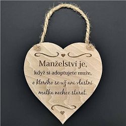 AMADEA Dřevěné srdce s nápisem Manželství je, když si adoptujete.., masivní dřevo, 16 x 15 cm