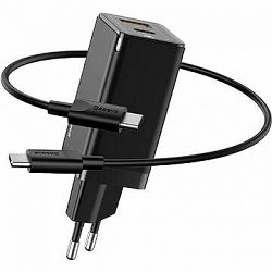 Baseus GaN Quick Travel Charger 45W + Type-C (USB-C) Cable 60W 1m Black