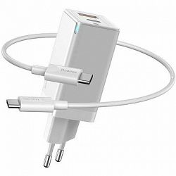 Baseus GaN Quick Travel Charger 45W + Type-C (USB-C) Cable 60W 1m White