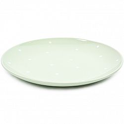 Keramický plytký tanier s bodkami, zelená
